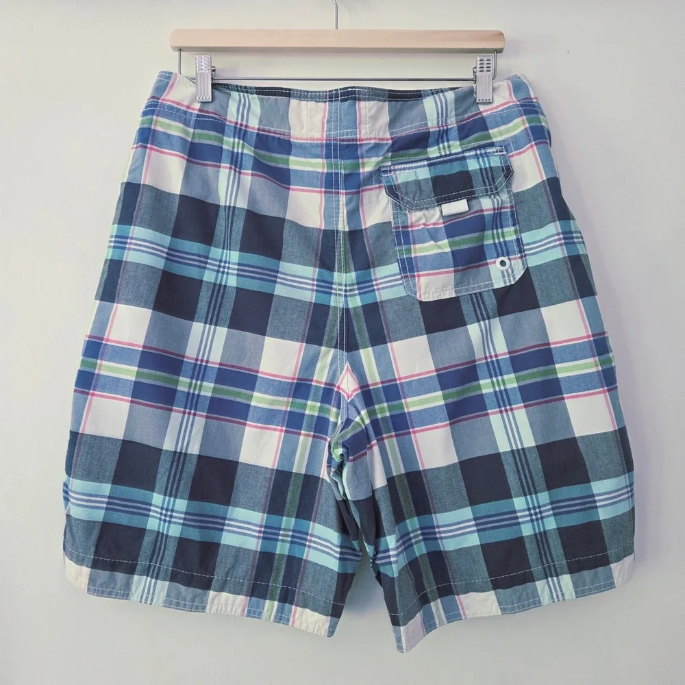 Abercrombie & Fitch Board Shorts Blue Plaid Swim Trunks Mens‎ Size Large